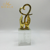 Decorative Gold Love Metal Trophy with Clear Crystal Base