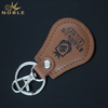 Brown Leather Keychain With Silver Key Ring 