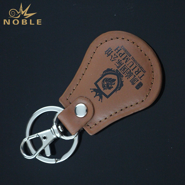 Brown Leather Keychain With Silver Key Ring 