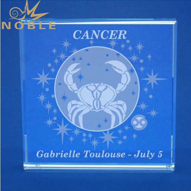 Square Zodiac Cancer Gem Cut Gem Cut Crystal Paperweight 