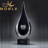 Creative Glass Tear Drop Art Glass Award on Black Glass Base 
