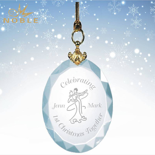 Engraved Crystal Oval Ornament