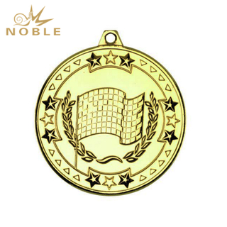 Metal Gold Flag Medal