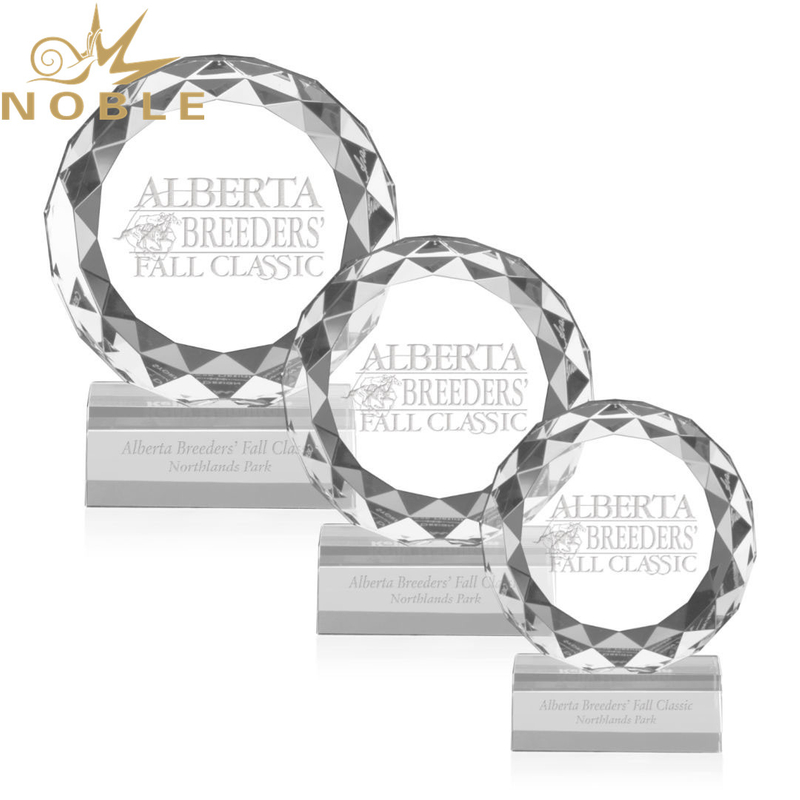 Noble High Quality Custom Diamond Facets Optical Crystal Plaque Award