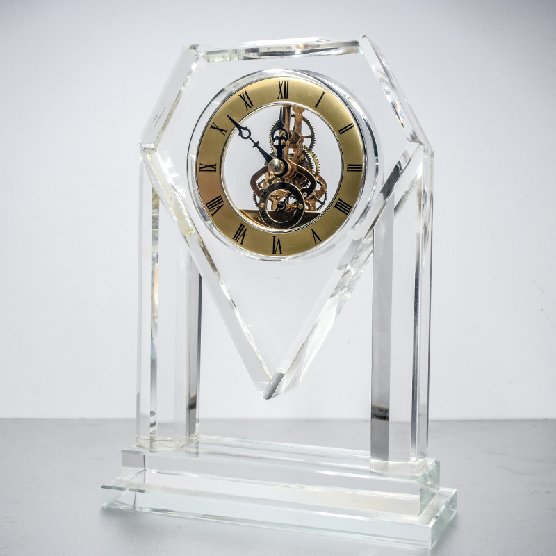 Noble Custom Optical Crystal Desktop Clock Business Gift