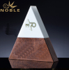 Popular New Design Custom Crystal Pyramid Award with Wooden Base