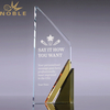 High Quality Custom Optical Crystal Peak Award with Gold Corner Base