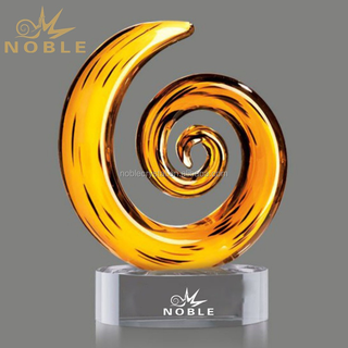 Arabic Spiral Crystal Craft Wholesale Hand Blown Glass Home Decoration Custom Art Glass Award