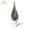 Multi-colored Waterdrop Blown Art Glass Trophy on Optical Crystal Base