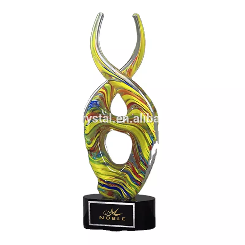 Custom Engraving Hand Blown Glass Trophy Twist Art Glass Award