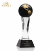 Noble Best Selling Free Engraving Black Crystal Globe Award Trophy 