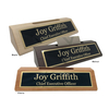 Noble Walnut Desk Name Plate With Metal Plate Custom Bespoke Logo Promotional Business Gift Office Desk Decoration Hand Craft