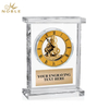 Noble Manufacturer Crystal Glass Clock Business Gift Customized Bespoke Logo Office Decoration Trophy Award Hand Craft
