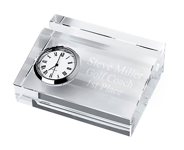 Noble Manufacturer Crystal Clock Business Gift Customized Bespoke Logo Office Decoration Trophy Award Hand Craft Desk Gift Business card