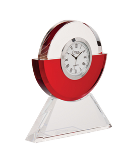 Noble Manufacturer Crystal Glass Clock Business Gift Customized Bespoke Logo Office Decoration Trophy Award Tabletop clock