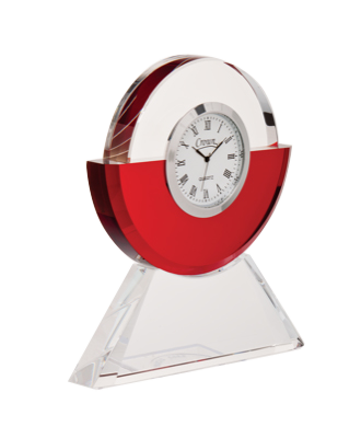 Noble Manufacturer Crystal Glass Clock Business Gift Customized Bespoke Logo Office Decoration Trophy Award Tabletop clock