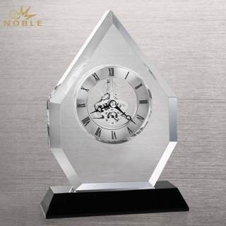 Noble Manufacturer Crystal Iceberg Clock Business Gift Customized Bespoke Logo Office Decoration Trophy Award Hand Craft Plaque