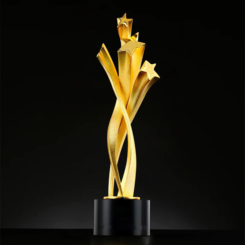 High Quality Customized Shape Gold Silver Bronze Metal Star Business Gift Custom Logo Achievement Star Trophy Awards