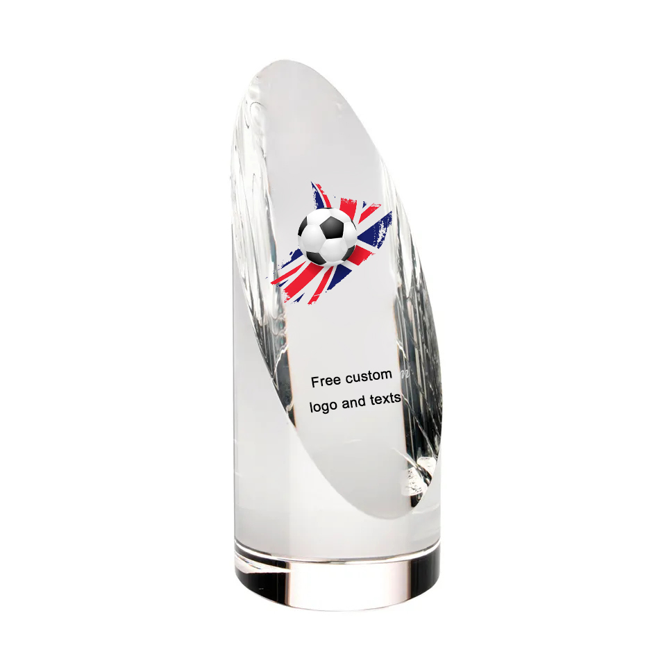 Noble Manufacturer Wholesale Crystal Glass Plaque With Custom Logo UK Gift Sport Soccer Trophy Award Craft