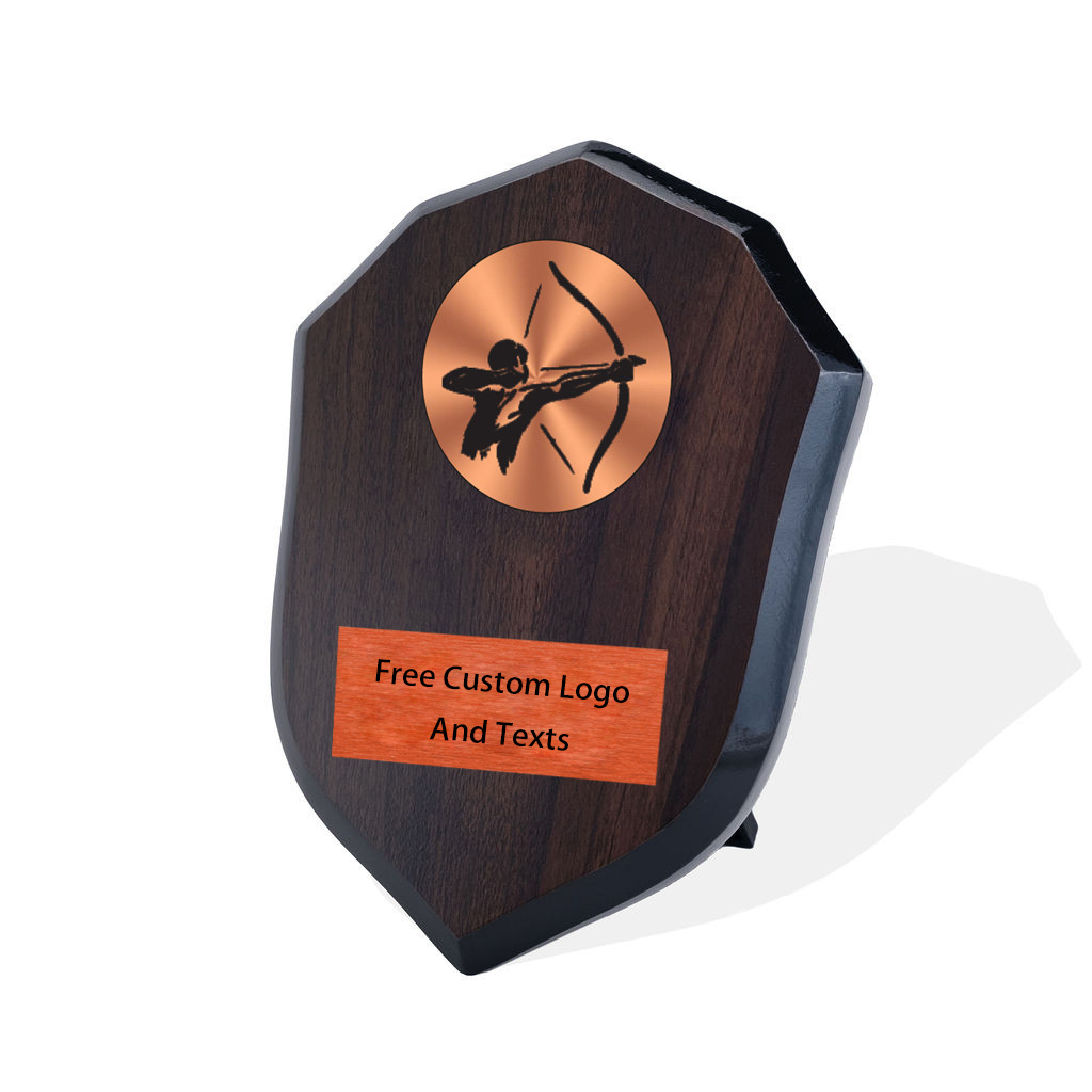 Noble Manufacturer Wholesale UK Gift Personalized Sports Soccer Trophy Award Wood Shield Plaque