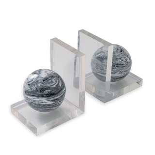 Noble Manufacturer Transparent Crystal With Artglass Glaze Ball Custom Bespoke Logo Business School Office Desk Gift Bookend