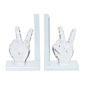 Noble Manufacturer Transparent Victory Crystal Glass Achievement Custom Bespoke Logo Business School Office Desk Gift Hand Craft Bookend