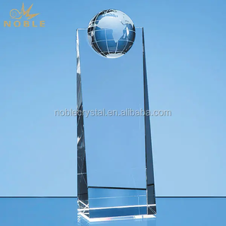 Noble Rectangle Blank Crystal Globe Wedge Trophy