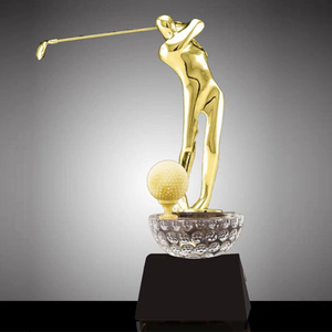 Noble High Quality Gold Silver Bronze Metal Figure With Crystal Business Gift Sports Awards Custom Bespoke Logo Golf A Hole in One Trophy Hand Craft