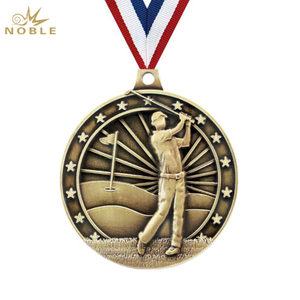 Noble High Quality Gold Silver Bronze Metal Figure Business Gift Sports Awards Custom Bespoke Logo Golf A Hole in One Trophy Medal