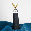 Noble High Quality Glass Business Gift Sports Awards Custom Bespoke Logo Golf A Hole in One Metal Eagle Trophy Hand Craft