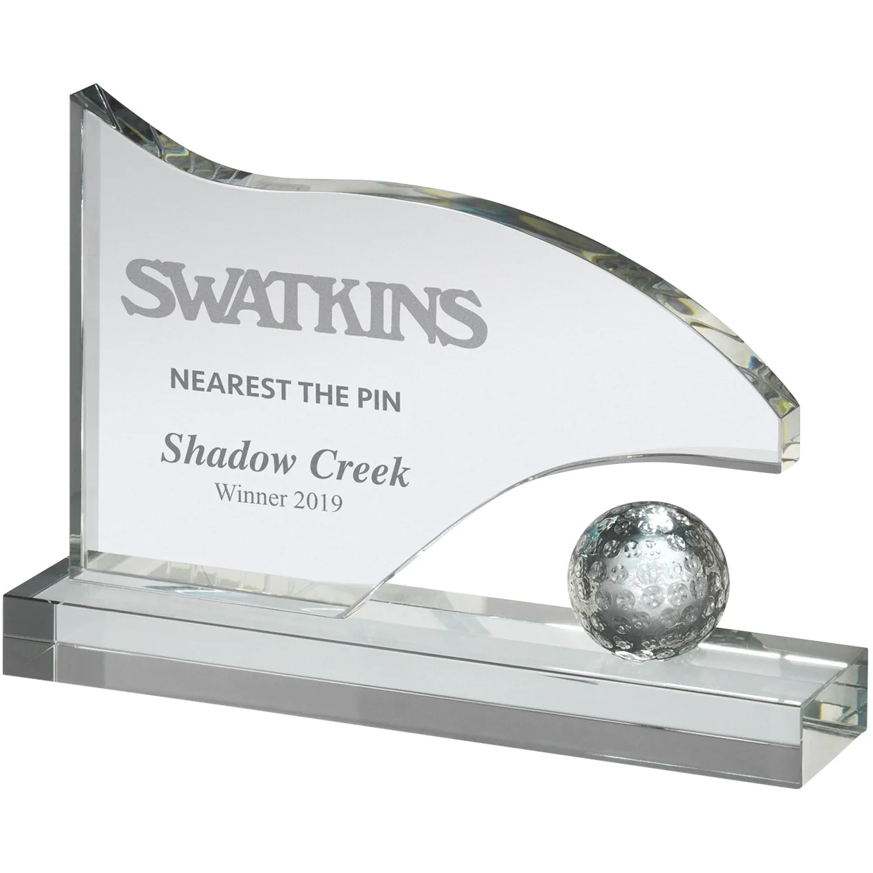 Noble Manufacturer Golf Ball Crystal Glass Plaque Sports Gift Customized Personalized Bespoke Logo Golf Trophy Award Hand Craft