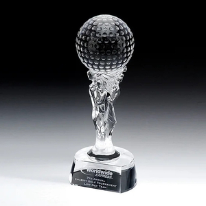 Noble High Quality Crystal Business Gift Sports Awards Custom Bespoke Logo Golf A Hole in One Trophy Hand Craft