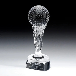 Noble High Quality Crystal Business Gift Sports Awards Custom Bespoke Logo Golf A Hole in One Trophy Hand Craft