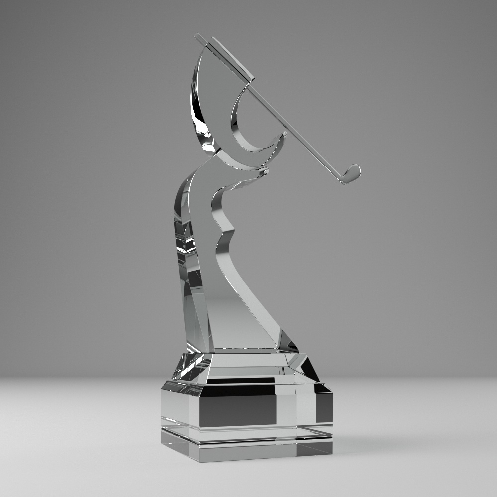 Noble High Quality K9 Crystal With 3D Laser Business Gift Sports Awards Custom Bespoke Logo Golf A Hole in One Trophy Hand Craft