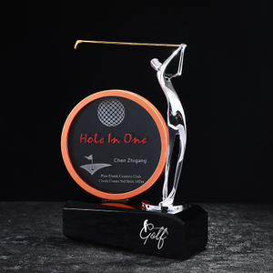 Noble High Quality K9 Crystal With 3D Laser Business Gift Sports Awards Custom Bespoke Logo Golf A Hole in One Trophy Hand Craft