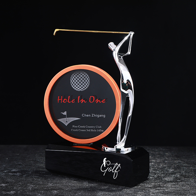 Noble High Quality K9 Crystal With 3D Laser Business Gift Sports Awards Custom Bespoke Logo Golf A Hole in One Trophy Hand Craft