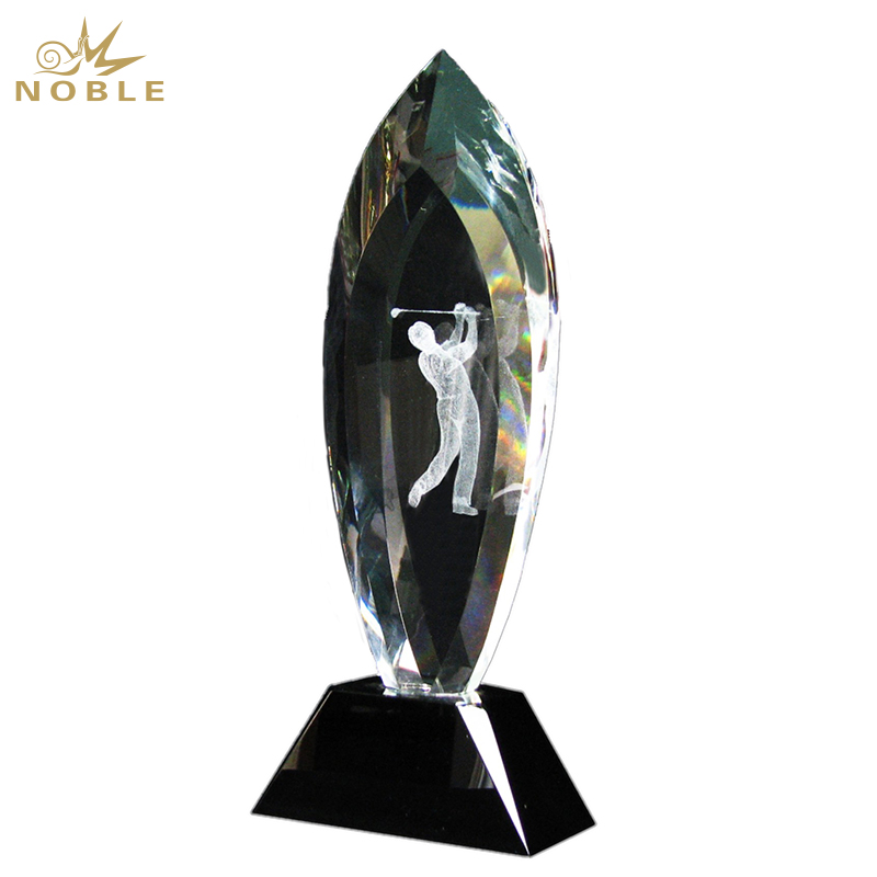 Noble High Quality K9 Crystal With 3D Laser Business Gift Sports Awards Custom Bespoke Logo Golf A Hole in One Trophy Hand Craft
