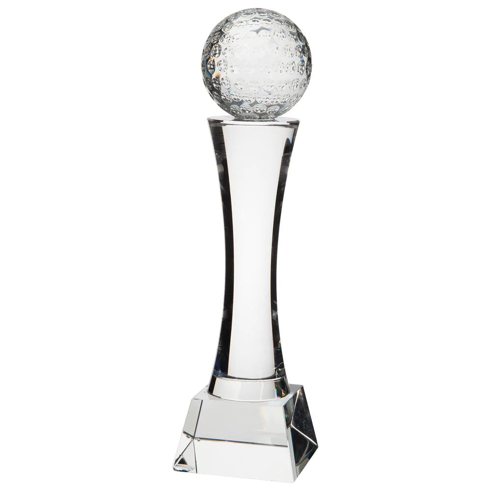 Noble Manufacturer Golf Ball Crystal Glass Outdoor Sports Gift Customized Personalized Bespoke Logo Golf Trophy Award Hand Craft