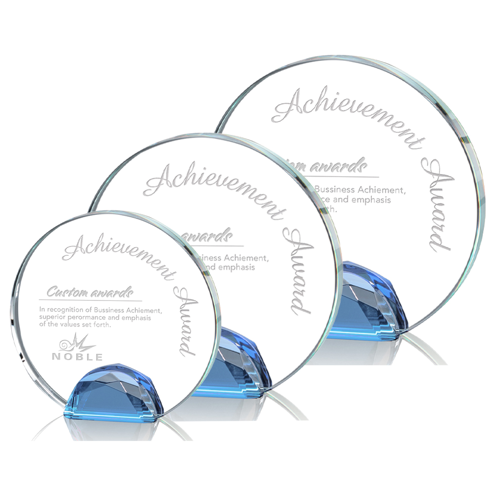 Noble Free Engraving Custom Round Glass Plaque Awards