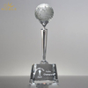Noble Round Crystal Face And Crystal Golf Ball & Tee Mounted on Black Crystal Base Golf Trophy Award