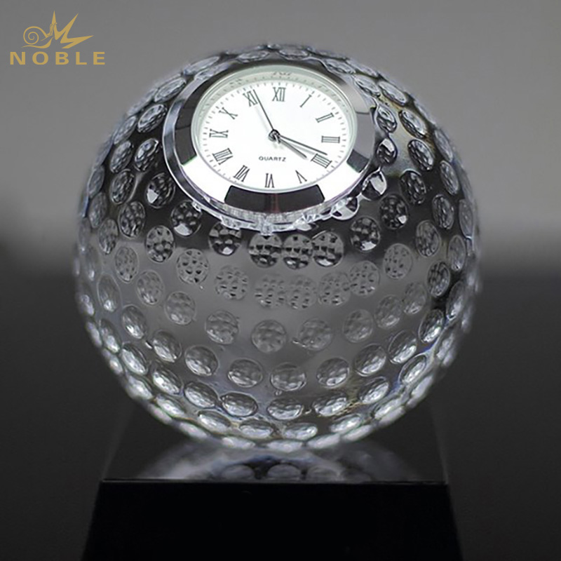 Noble Crystal Golf Ball And Crystal Column On Metal Base Golf Trophy Award