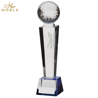 Noble Crystal Glass 3D Engraving Custom Logo Golf Trophy Award