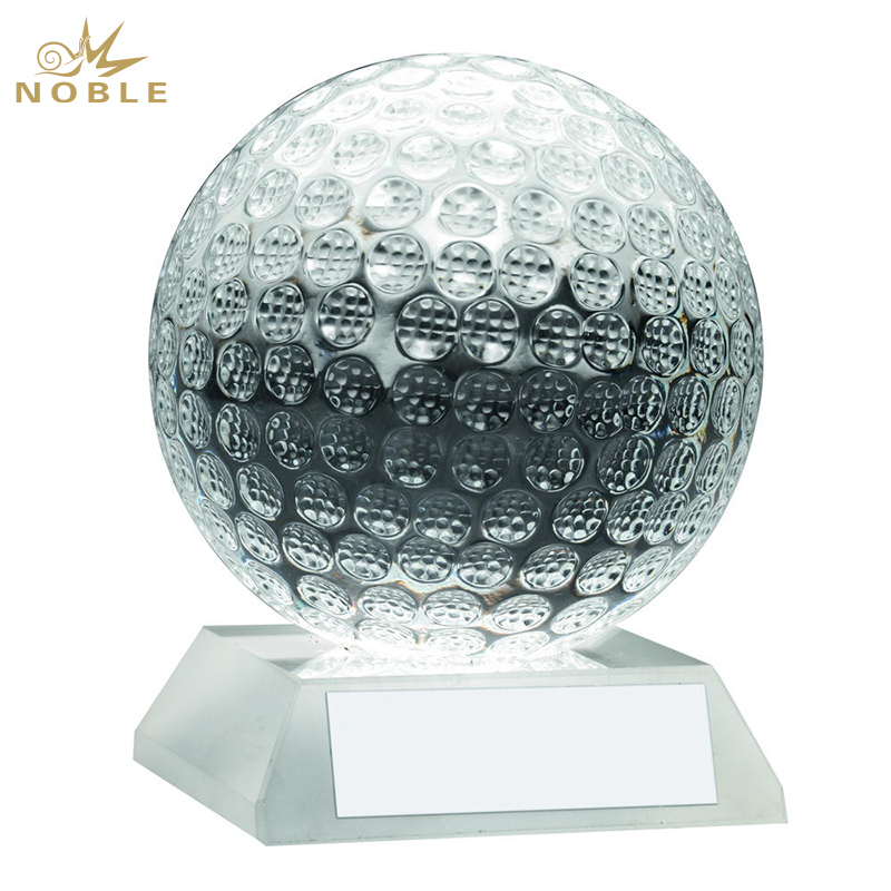 Noble Crystal Glass Golf Ball Custom Logo Golf Trophy Award