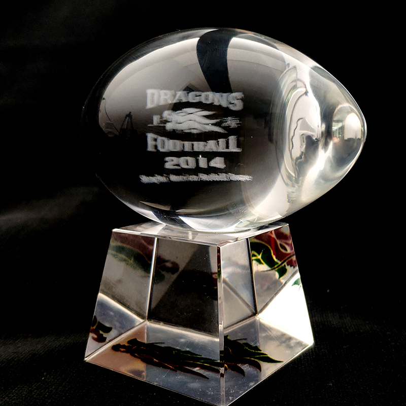 Custom Made 3D Laser American Football Crystal Trophy NFL Trophy Award