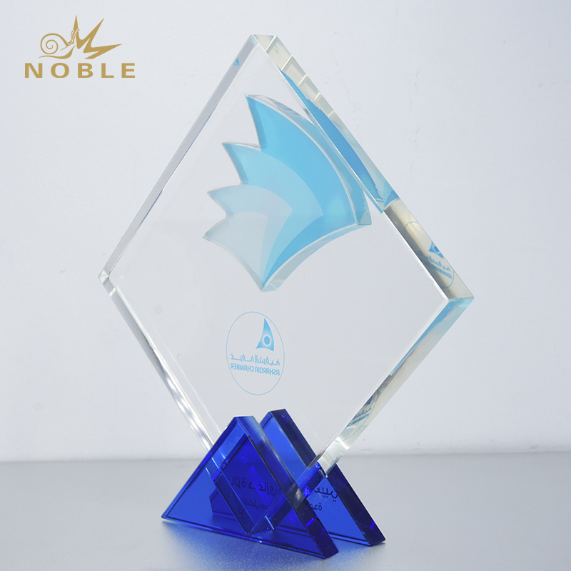 2020 Custom Made Crystal Cutout Logo Printed Trophy
