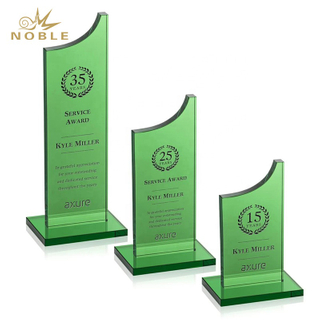 Upward Trending Curve Berrattini Award Custom Green Crystal Award Trophy