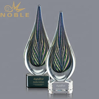 Unique New Design Hand Blown High Quality Art Glass Trophy
