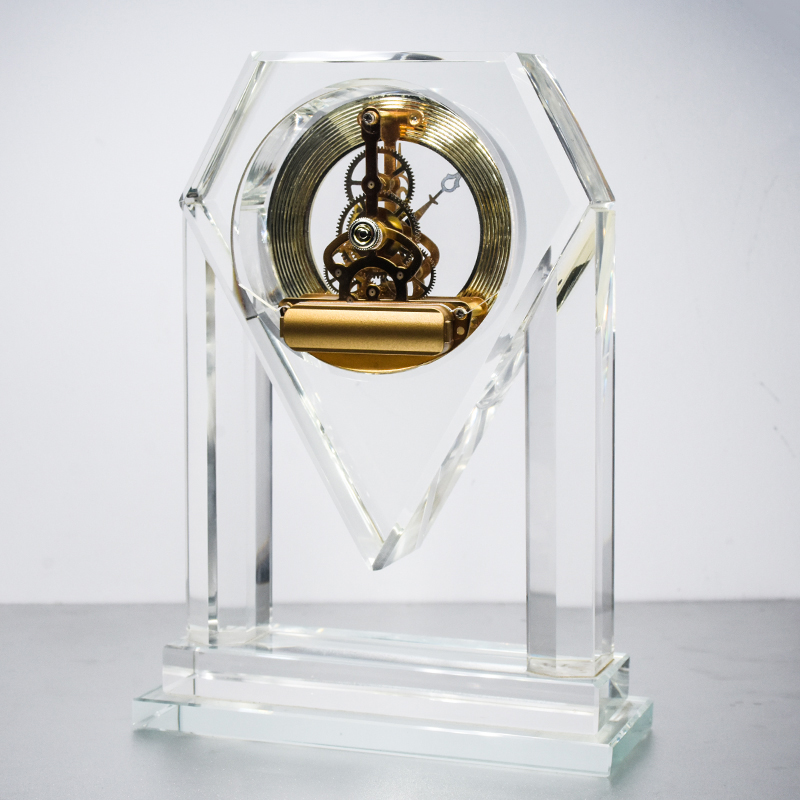 Noble Custom Optical Crystal Desktop Clock Business Gift