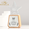 Free Engraving High Quality Crystal Star Trophy with Wooden Base