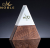 Popular New Design Custom Crystal Pyramid Award with Wooden Base